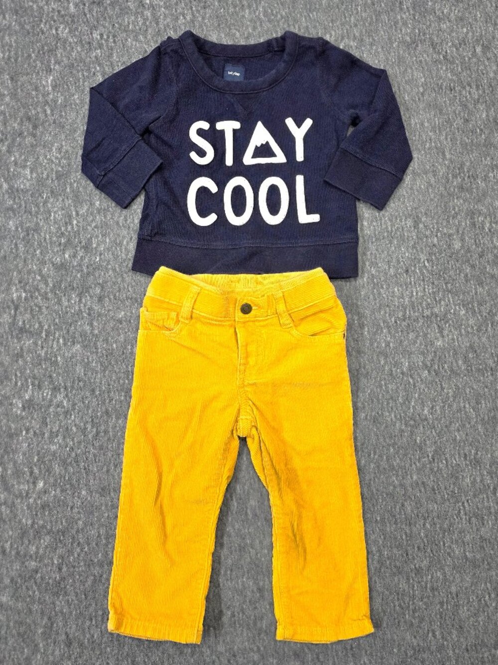 BabyGap 18-24M Stay Cool Sweatshirt Corduroy Pants 2 Piece Outfit Set
